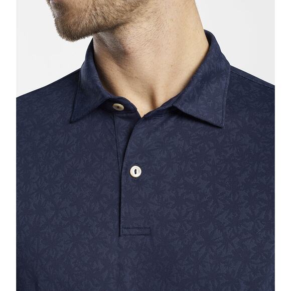 Peter Millar Crown Sport Carl Floral Performance Jacquard Polo Navy Blue – Small - Picture 6 of 9